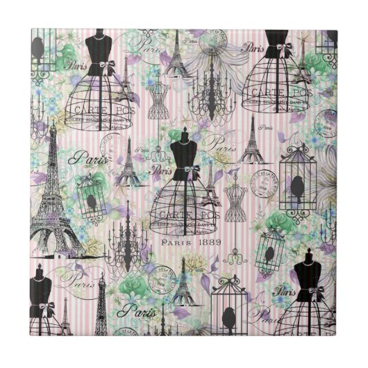 Boho  manequim zwart roze rozen bloemig tegeltje (Voorkant)