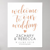 Boho Mariage Affiche de bienvenue Rose or (Devant)