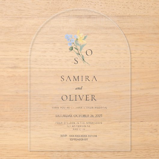 Boho mariage arc Acrylique Invitation (Recto)