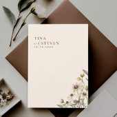 Boho Mariage Beige Botanique Invitation