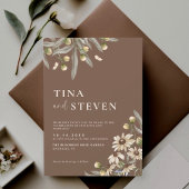 Boho Mariage Beige Botanique Invitation