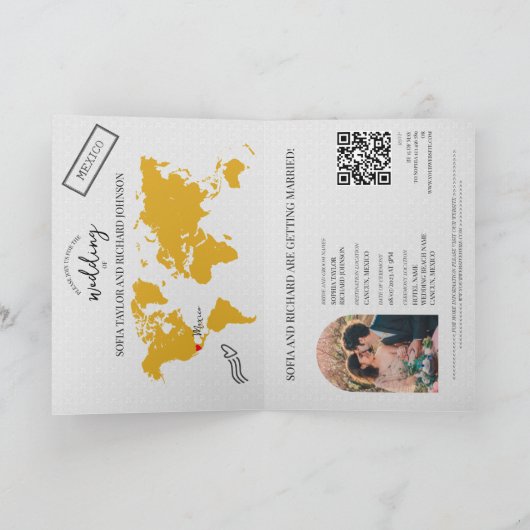Boho Mariage Destination Carte de passeport Code Q (Intérieur)
