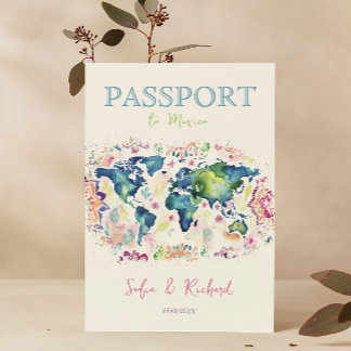 Boho Mariage Destination Carte de passeport Coloré
