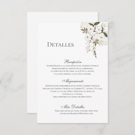 Boho Mariage Détails Carte de boîtier (Devant / Derrière)