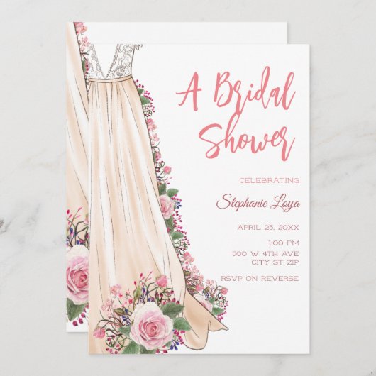 Boho Mariage habillage douche nuptiale Invitation (Devant / Derrière)