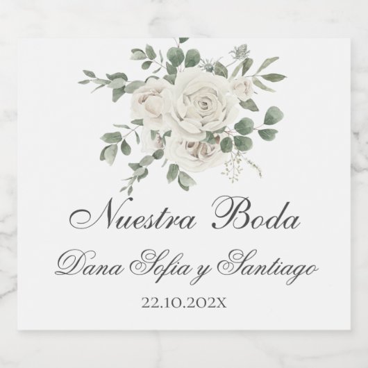 Boho Mariage Liquor Bottle Étiquette espagnol (Étiquettes simples)