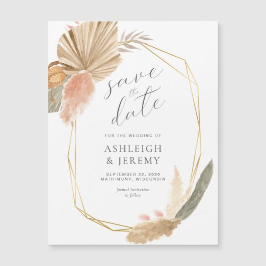 Boho Mariage tropical Enregistrer la date Carte ma (Devant)