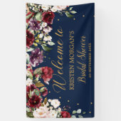 Boho marine blush roze bordeaux bloemenborstel spandoek (Verticaal)