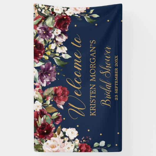 Boho marine blush roze bordeaux bloemenborstel spandoek (Verticaal)