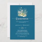 Boho Marine Fleur sauvage Quinceañera Invitation (Devant)