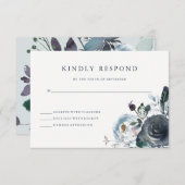 Boho Marine Peony Mariage floral RSVP (Devant / Derrière)