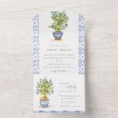 Boho Marokkaanse Waterverf Gele Citroenboom Bruilo All In One Uitnodiging (Binnen)