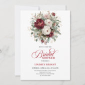 Boho Maroon Floral Bridal Shower Invitation (Devant)