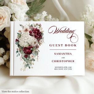 Boho-maroon-witte-gouden-rozen-huwelijksgastenboek Gastenboek