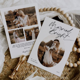 Boho Married & Bright Minimalistisch Kerstscript Feestdagenkaart