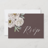 Boho Marron & Blanc Cassé Floral RSVP Aquarelle (Devant)