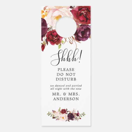 Boho Marsala Bloemen Bruiloft Welkom Door Hanger (Voorkant)