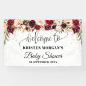 Boho marsala bordeauxrood bloem goud baby shower spandoek (Horizontaal)