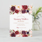 Boho Marsala Dark Peony Bloemen 80ste Verjaardag Kaart (Staand voorkant)