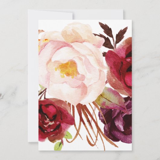 Boho Marsala Dark Peony Bloemen 80ste Verjaardag Kaart (Achterkant)