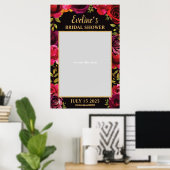 Boho Marsala Diep Rode Rozen Foto Prop Frame Poster (Thuiskantoor)