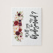 Boho Marsala Floral | Bruidsmeisje voorstel puzzel (Verticaal)