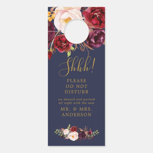 Boho Marsala Floral Mariage Bienvenue Affichette d (Devant)