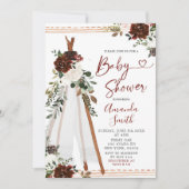 Boho Marsala Teepee baby shower Invitation (Devant)
