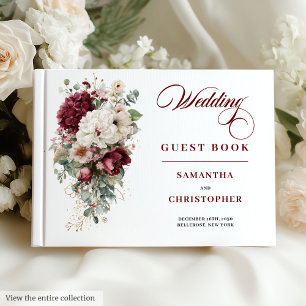 Boho marsala witte gouden rozen trouwgastenboek gastenboek