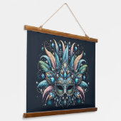 Boho Masquerade Feather Jewel Mask Hangend Wandkleed (Gebogen)