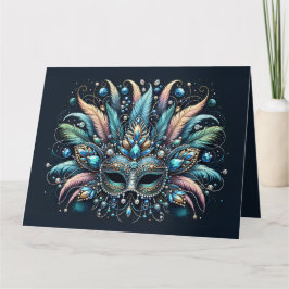 Boho Masquerade Feather Jewel Mask Kaart
