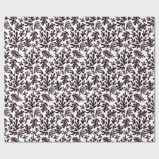 Boho Matisse Botanical Shapes Pattern Black Grey Cadeaupapier (Vlak)