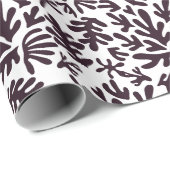 Boho Matisse Botanical Shapes Pattern Black Grey Cadeaupapier (Rol Hoek)