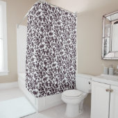 Boho Matisse Botanical Shapes Pattern Black Grey Douchegordijn (In situ)