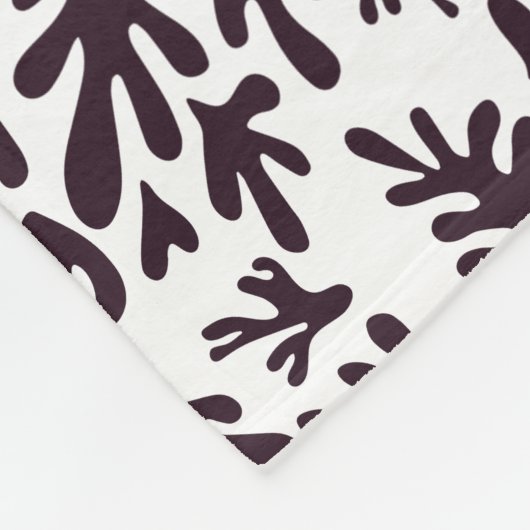 Boho Matisse Botanical Shapes Pattern Black Grey Fleece Deken (Hoek)