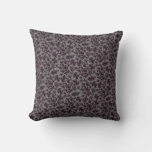 Boho Matisse Botanical Shapes Pattern Black Grey Kussen (Voorkant)