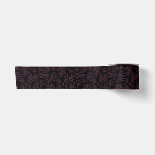 Boho Matisse Botanical Shapes Pattern Black Grey Lint (Voorkant)