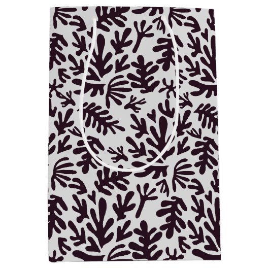 Boho Matisse Botanical Shapes Pattern Black Grey Medium Cadeauzakje (Voorkant)