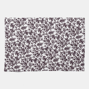 Boho Matisse Botanical Shapes Pattern Black Grey Theedoek