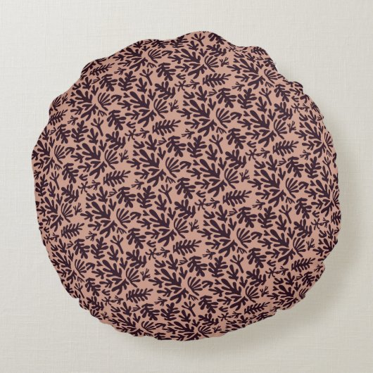 Boho Matisse Botanical Shapes Pattern Terracotta Rond Kussen (Achterkant)