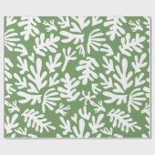 Boho Matisse Botanische Vormen Donkergroen Kerstmi Cadeaupapier (Vlak)
