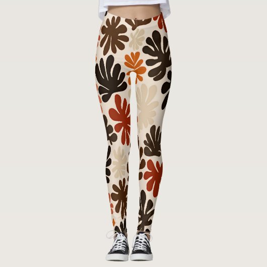 Boho Matisse Flower Pattern  Leggings (Voorkant)