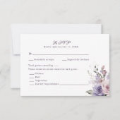 Boho Mauve and Lilac Flowers Wedding RSVP Card (Devant)