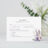 Boho Mauve and Lilac Flowers Wedding RSVP Card (Debout devant)