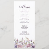 Boho Mauve en Lila Bloemen Wedding Menu Kaart (Voorkant)
