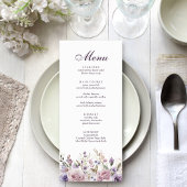 Boho Mauve en Lila Bloemen Wedding Menu Kaart