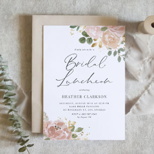 Boho Mauve Peach Bloemen Bridal Luncheon QR-code Kaart