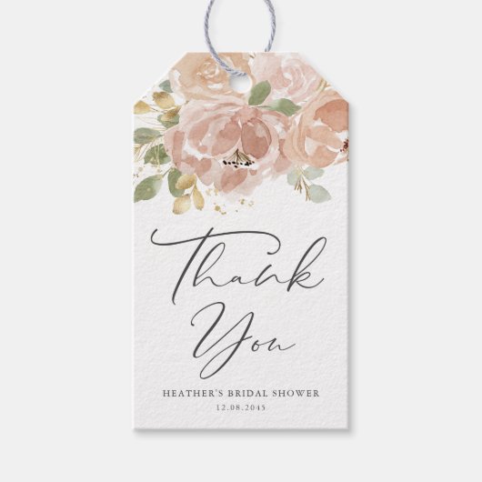 Boho Mauve Perzik Bloemen Bruidsdiner Dank je wel Cadeaulabel (Voorkant)