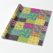 Boho Maximalist Patchwork Quilt Bloemen Cadeaupapier (Uitgerold)
