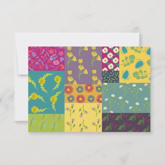 Boho Maximalist Patchwork Quilt Bruiloft RSVP Kaartje (Achterkant)